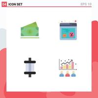 Modern Set of 4 Flat Icons and symbols such as dollar car usa shopping tools Editable Vector Design Elements