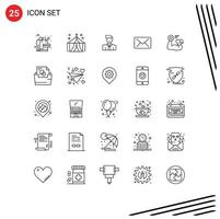 25 User Interface Line Pack of modern Signs and Symbols of muscle message man mail avatar Editable Vector Design Elements