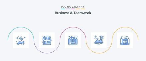 Business And Teamwork Blue 5 Icon Pack Including concept. business. cash. success. finish vector