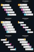 plantilla de diapositiva de presentación del paquete de infografías vectoriales 6 diagramas de ciclo de 5 pasos y líneas de tiempo vector