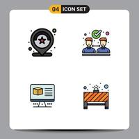Universal Icon Symbols Group of 4 Modern Filledline Flat Colors of location box review collaboration monitore Editable Vector Design Elements