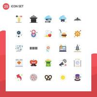 User Interface Pack of 25 Basic Flat Colors of printer data pot cloud cloud Editable Vector Design Elements