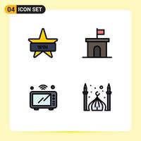 4 iconos creativos signos y símbolos modernos de insignia internet ganar bandera microondas elementos de diseño vectorial editables vector