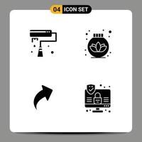 4 Creative Icons Modern Signs and Symbols of paint brush direction roller care computer Editable Vector Design Elements