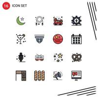 16 User Interface Flat Color Filled Line Pack of modern Signs and Symbols of camera lime fire glass power Editable Creative Vector Design Elements