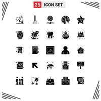 Group of 25 Modern Solid Glyphs Set for sea pizza content junk property Editable Vector Design Elements