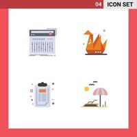 Set of 4 Modern UI Icons Symbols Signs for control checklist studio hobbies creative Editable Vector Design Elements