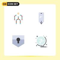 paquete de 4 iconos planos creativos de batería de acción teléfono inteligente humano proteger elementos de diseño vectorial editables vector