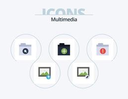 diseño de iconos de paquete de iconos planos multimedia 5. . . encontrar. carpeta. alerta vector