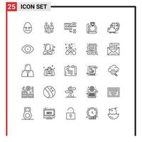 25 Universal Line Signs Symbols of idea brainstorming film reel box diamond Editable Vector Design Elements