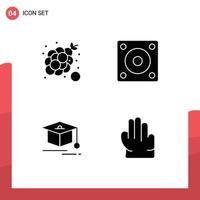 Solid Glyph Pack of Universal Symbols of bunch of grapes cap grapes gadgets graduation Editable Vector Design Elements