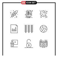 9 Universal Outline Signs Symbols of plant cereal cotton candy graph analytics Editable Vector Design Elements