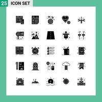 25 Universal Solid Glyphs Set for Web and Mobile Applications cloud heart user love plant Editable Vector Design Elements