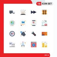 16 Flat Color concept for Websites Mobile and Apps network global forward heat battery Editable Pack of Creative Vector Design Elements