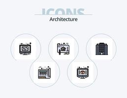 Architecture Line Filled Icon Pack 5 Icon Design. building. resort. document. tower. lifting vector