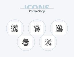 paquete de iconos de línea de cafetería 5 diseño de iconos. café. cuchara. cafetería. tienda. café vector