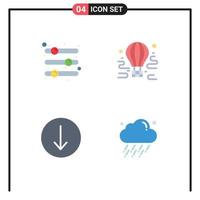 Editable Vector Line Pack of 4 Simple Flat Icons of configuration balloon preference airdrop symbol Editable Vector Design Elements