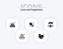 paquete de iconos de glifos de amor 5 diseño de iconos. amor cuidado. corazón. amar. regalo. rojo vector