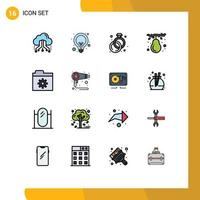 16 Universal Flat Color Filled Line Signs Symbols of control fruit seo fall ring Editable Creative Vector Design Elements