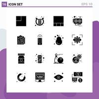 16 Thematic Vector Solid Glyphs and Editable Symbols of tv control card report healthcare Editable Vector Design Elements