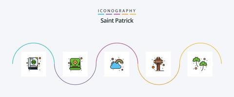 Saint Patrick Line Filled Flat 5 Icon Pack Including saint. ireland. shamrock. cross. luck vector