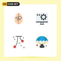 4 User Interface Flat Icon Pack of modern Signs and Symbols of gift cherry coding development fall Editable Vector Design Elements