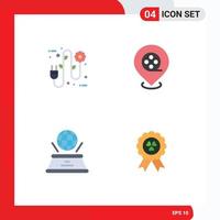 Group of 4 Modern Flat Icons Set for eco imagination electrician films award Editable Vector Design Elements