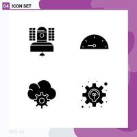 conjunto moderno de 4 pictogramas de glifos sólidos de elementos de diseño vectorial editables de negocios de calibre de comunicación de control satelital vector