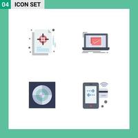 Group of 4 Modern Flat Icons Set for chart ok strategic monitoring extractor Editable Vector Design Elements