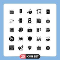 Pack of 25 Modern Solid Glyphs Signs and Symbols for Web Print Media such as notepad education digital stop bus Editable Vector Design Elements