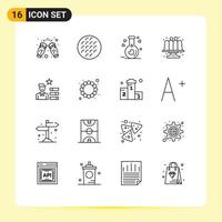 Set of 16 Modern UI Icons Symbols Signs for cakes baking food baked heart Editable Vector Design Elements