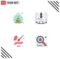 Editable Vector Line Pack of 4 Simple Flat Icons of growing paint brush spring comuter easter Editable Vector Design Elements