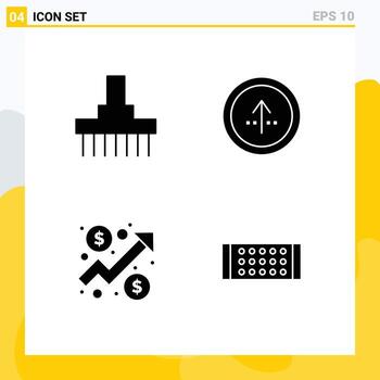 4 Universal Solid Glyphs Set for Web and Mobile Applications combine ui rural circle chart Editable Vector Design Elements