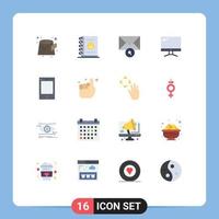 Pictogram Set of 16 Simple Flat Colors of tablet ipad search devices imac Editable Pack of Creative Vector Design Elements