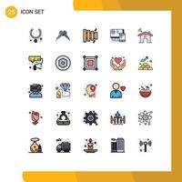 Modern Set of 25 Filled line Flat Colors Pictograph of service education men cell computer Editable Vector Design Elements