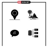 Pictogram Set of 4 Simple Solid Glyphs of location chating travel balloons data Editable Vector Design Elements