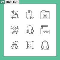 Pack of 9 Modern Outlines Signs and Symbols for Web Print Media such as man user hardware star folder Editable Vector Design Elements