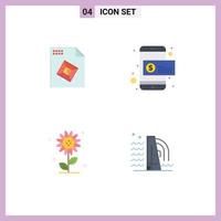 Group of 4 Modern Flat Icons Set for file nature coin money building Editable Vector Design Elements