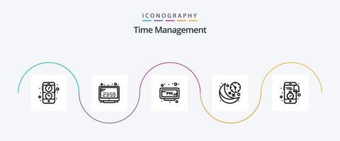 Time Management Line 5 Icon Pack Including time. moon. display. line. time vector