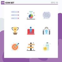 Pack of 9 creative Flat Colors of price trophy optimization pitch convergence Editable Vector Design Elements