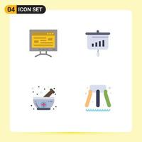 Universal Icon Symbols Group of 4 Modern Flat Icons of computer bowl education sales medicine Editable Vector Design Elements