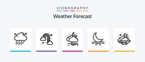 paquete de iconos de la línea meteorológica 5 que incluye el día. nube. viento. soleado. día. diseño de iconos creativos vector