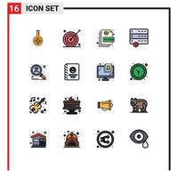 Group of 16 Flat Color Filled Lines Signs and Symbols for devices cancel marketing sheet file Editable Creative Vector Design Elements