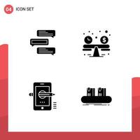 Mobile Interface Solid Glyph Set of Pictograms of chat mobile conversations budget planning drawing Editable Vector Design Elements