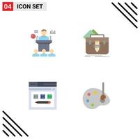 Set of 4 Modern UI Icons Symbols Signs for business briefcase presentation bag page Editable Vector Design Elements