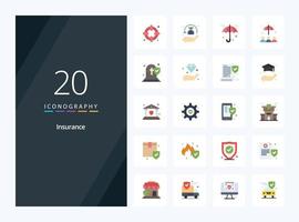 20 Insurance Flat Color icon for presentation vector