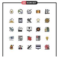 conjunto de 25 iconos de interfaz de usuario modernos símbolos signos para documentos investigación empresarial maletín noche elementos de diseño vectorial editables vector