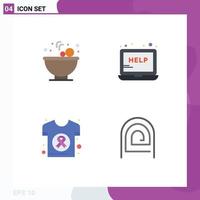 4 Universal Flat Icons Set for Web and Mobile Applications bowl day help support shirt Editable Vector Design Elements