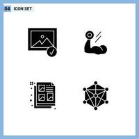 4 User Interface Solid Glyph Pack of modern Signs and Symbols of image design biceps muscle idea Editable Vector Design Elements