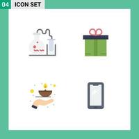 Modern Set of 4 Flat Icons and symbols such as tube flame science shopping oil Editable Vector Design Elements